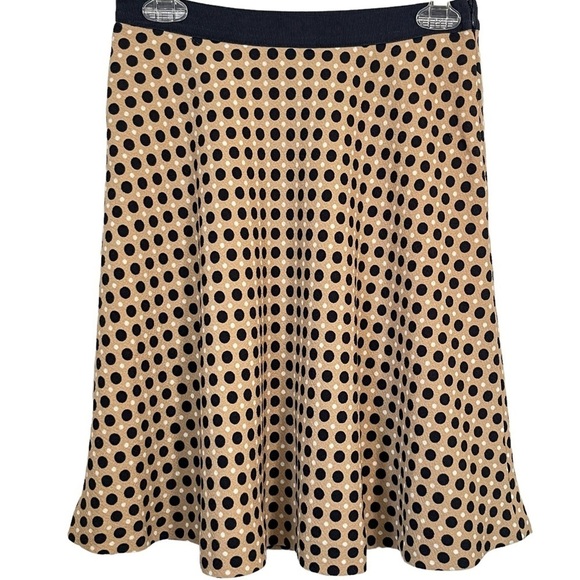 NWT Ann Taylor Petite Polka Dot Skirt Tan & Navy Size 2P - Picture 1 of 10